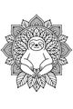 Free Sloth Coloring Page - Sleepy Sloth on Leafy Mandala (Printable PDF)