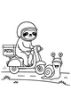 Free Sloth Coloring Page - Pizza Delivery on a Scooter with Snail Friend (Printable PDF)