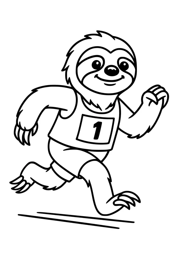 Free Sloth Coloring Page - Super Sonic Sloth Running a Race (Printable PDF)