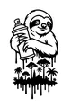 Free Sloth Coloring Page - Spray Painting a Rainforest (Printable PDF)