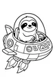 Free Sloth Coloring Page - Silly Sloth in a Space Rocket (Printable PDF)