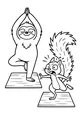 Free Sloth Coloring Page - Yoga Tree Pose With Silly Squirrel (Printable PDF)