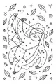 Free Sloth Coloring Page - Starlight Constellation Night Sky (Printable PDF)