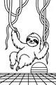 Free Sloth Coloring Page - Smiling Sloth on Jungle Vines (Printable PDF)