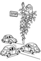 Free Sloth Coloring Page - Climbing a Vine-Wrapped Traffic Light (Printable PDF)