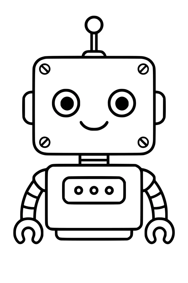 Free Robot Coloring Page - Smiley Antenna Bot Android (Printable PDF)