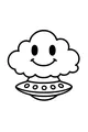 Free UFO Coloring Page - Smiling Cloud Spaceship (Printable PDF)