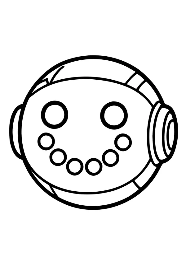 Free Robot Coloring Page - Smiley Android Head With Headphones (Printable PDF)