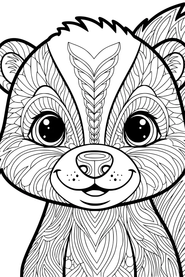 Free Skunk Coloring Page - Cute Big-Eyed Forest Skunk (Printable PDF)