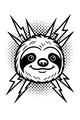 Free Sloth Coloring Page - Smiling Comic Sloth With Lightning (Printable PDF)