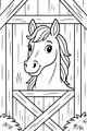 Free Horse Coloring Page - Smiling Barnyard Horse at the Door (Printable PDF)