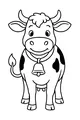 Free Cow Coloring Page - Smiling Cartoon Cow With Bell (Printable PDF)