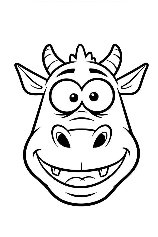 Free Dragon Coloring Page - Smiling Cartoon Dragon Face (Printable PDF)