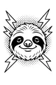 Free Sloth Coloring Page - Smiling Face With Lightning Bolts (Printable PDF)
