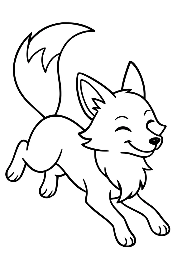 Free Fox Coloring Page - Playful Leaping Forest Fox (Printable PDF)