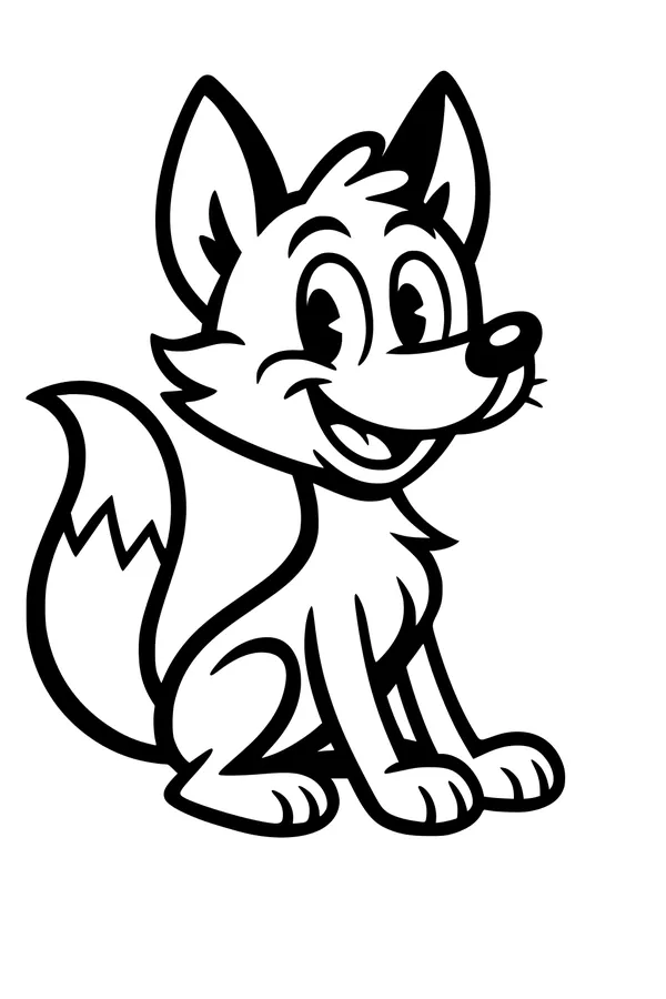 Free Fox Coloring Page - Smiling Forest Fox Sitting Down (Printable PDF)