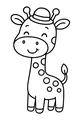 Free Giraffe Coloring Page - Smiling Cartoon Giraffe With Hat (Printable PDF)