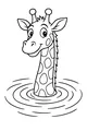 Free Giraffe Coloring Page - Smiling Cartoon Giraffe in Water (Printable PDF)