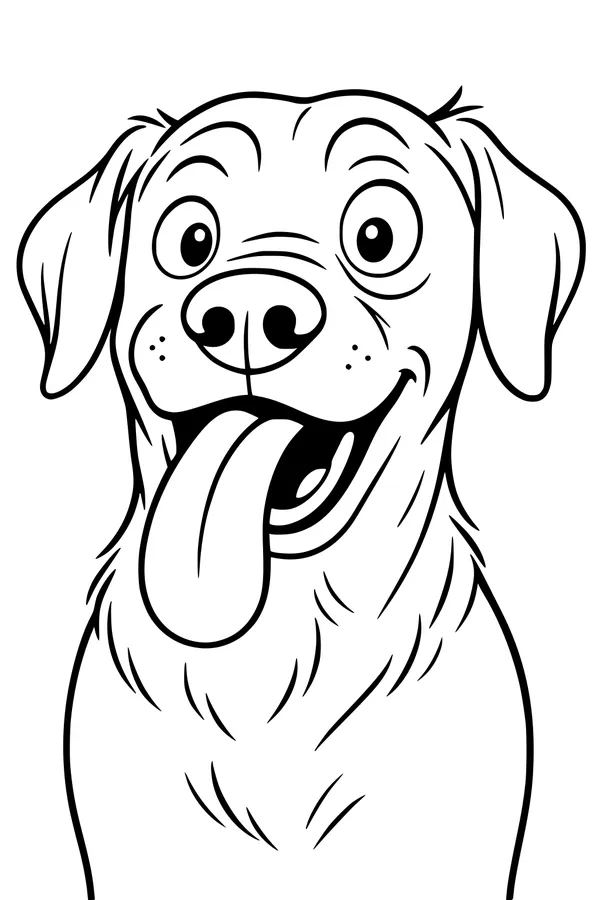 Free Dog Coloring Page - Happy Cartoon Pup With Big Silly Grin (Printable PDF)