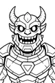 Free Demon Coloring Page - Smiling Armored Monster Front View (Printable PDF)