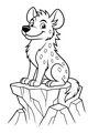 Free Hyena Coloring Page - Smiling Spotted Hyena on Rocky Cliff (Printable PDF)