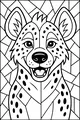 Free Hyena Coloring Page - Smiling Spotted Hyena in Geometric Jungle (Printable PDF)