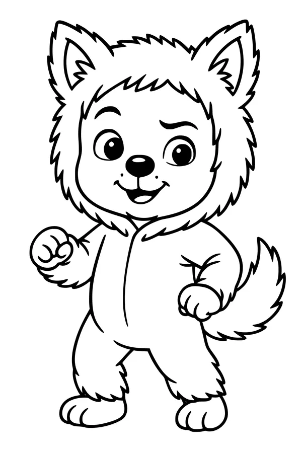 Free Werewolf Boy Coloring Page - Smiling Cartoon Monster (Printable PDF)