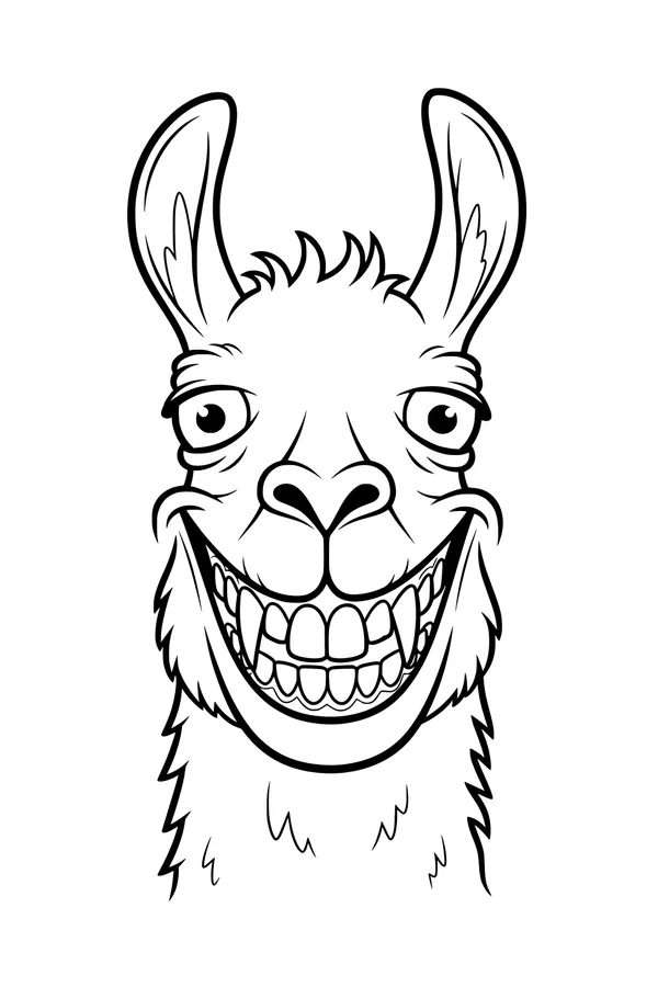 Free Llama Coloring Page - Goofy Grin and Fluffy Fur (Printable PDF)
