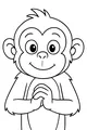 Free Monkey Coloring Page - Big-Eyed Cartoon Monkey Smiling (Printable PDF)