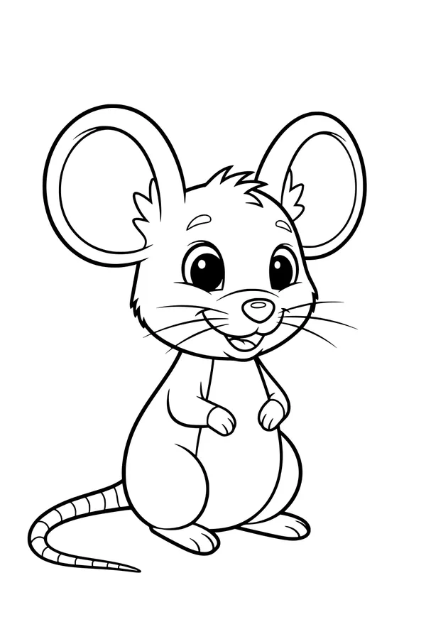 Free Mouse Coloring Page - Cute Cartoon Mouse Standing Upright (Printable PDF)