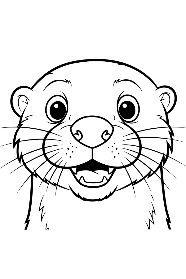 Free Otter Coloring Page - Smiling Cartoon Otter Face (Printable PDF)