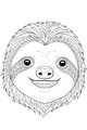 Free Sloth Coloring Page - Smiling Sloth Head With Patterned Fur (Printable PDF)