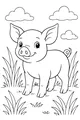 Free Piglet Coloring Page - Happy Piglet in Sunny Meadow (Printable PDF)