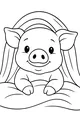Free Piglet Coloring Page - Smiling Pig Under a Rainbow (Printable PDF)