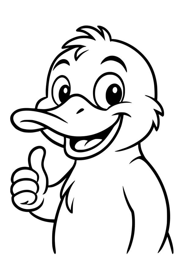 Free Platypus Coloring Page - Happy Cartoon Giving Thumbs Up (Printable PDF)