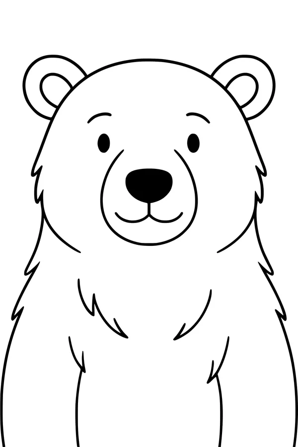 Free Polar Bear Coloring Page - Smiling Bear Face in the Snow (Printable PDF)