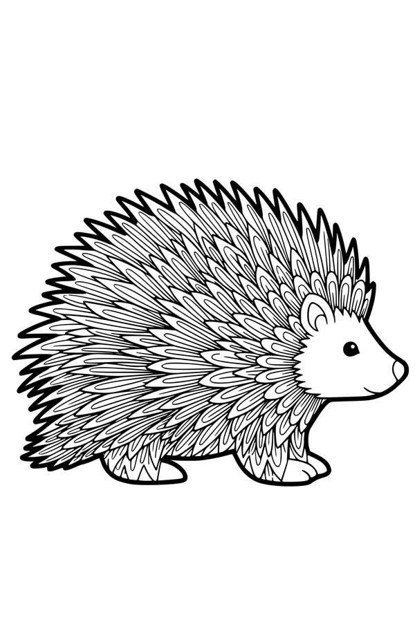 Free Porcupine Coloring Page - Spiky Forest Friend in Profile (Printable PDF)