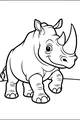 Free Rhinoceros Coloring Page - Smiling Cartoon Rhino Outdoors (Printable PDF)