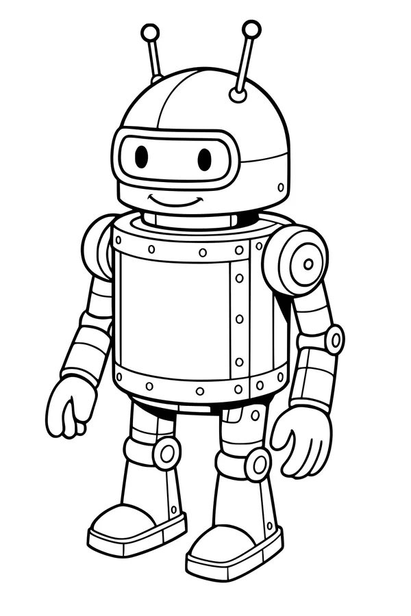 Free Robot Coloring Page - Friendly Antennae Bot for Kids (Printable PDF)