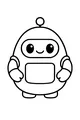 Free Robot Coloring Page - Cute Round Bot With Belly Panel (Printable PDF)