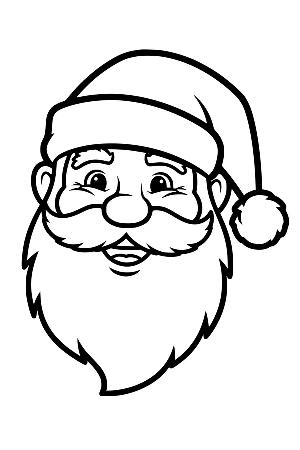 Free Santa Claus Coloring Page - Smiling Face With Big Beard (Printable PDF)
