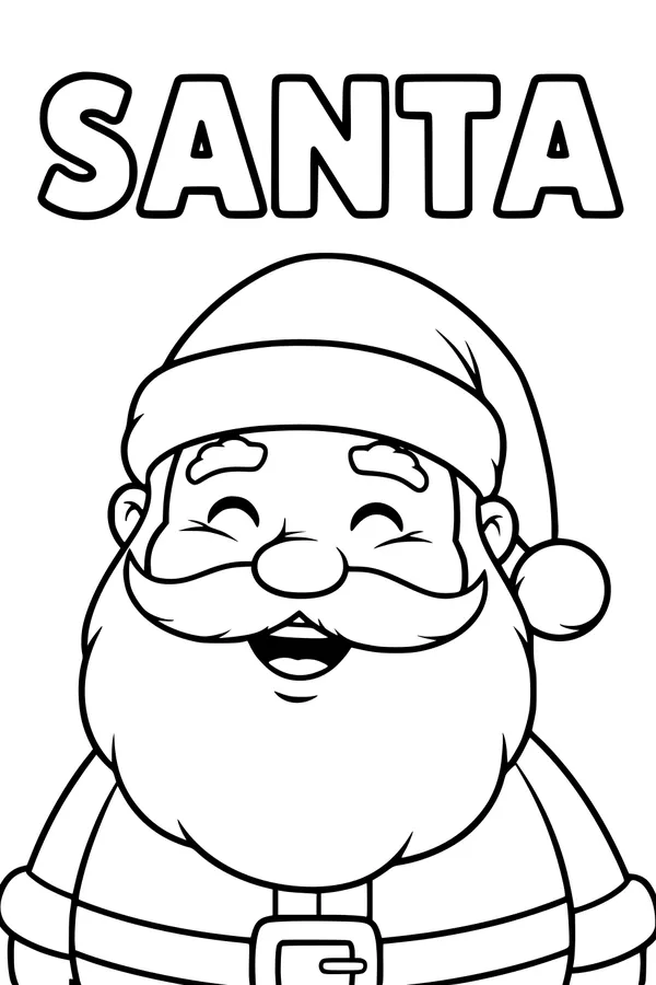 Free Santa Claus Coloring Page - Jolly Smiling Portrait (Printable PDF)