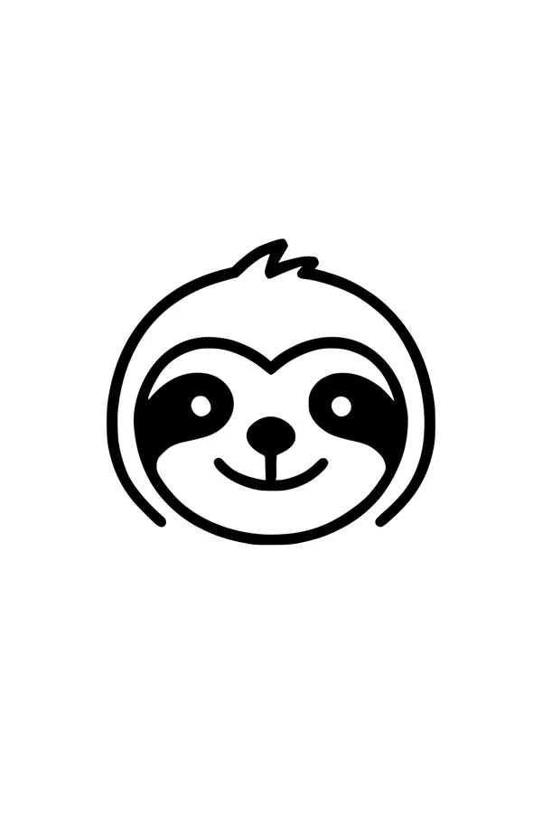 Free Sloth Coloring Page - Smiling Cartoon Sloth Face (Printable PDF)