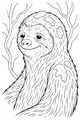 Free Sloth Coloring Page - Smiling Sloth With Mossy Fur (Printable PDF)