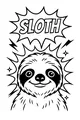 Free Sloth Coloring Page - Smiling Cartoon Sloth Face (Printable PDF)