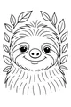 Free Sloth Coloring Page - Smiling Sloth Face in Leafy Forest (Printable PDF)