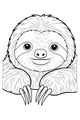 Free Sloth Coloring Page - Smiling Shaggy Sloth With Big Eyes (Printable PDF)