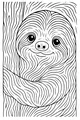 Free Sloth Coloring Page - Smiling Sloth Hugging a Tree (Printable PDF)