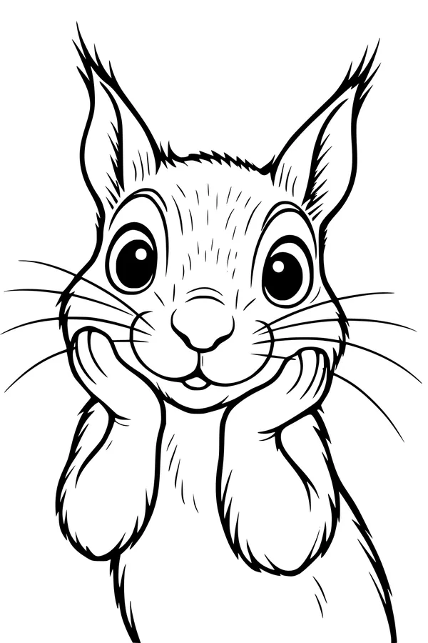 Free Squirrel Coloring Page - Cute Big-Eyed Cartoon (Printable PDF)