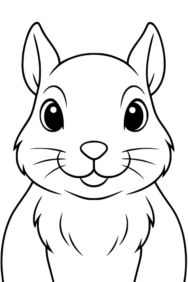 Free Squirrel Coloring Page - Cute Cartoon Squirrel Smiling (Printable PDF)